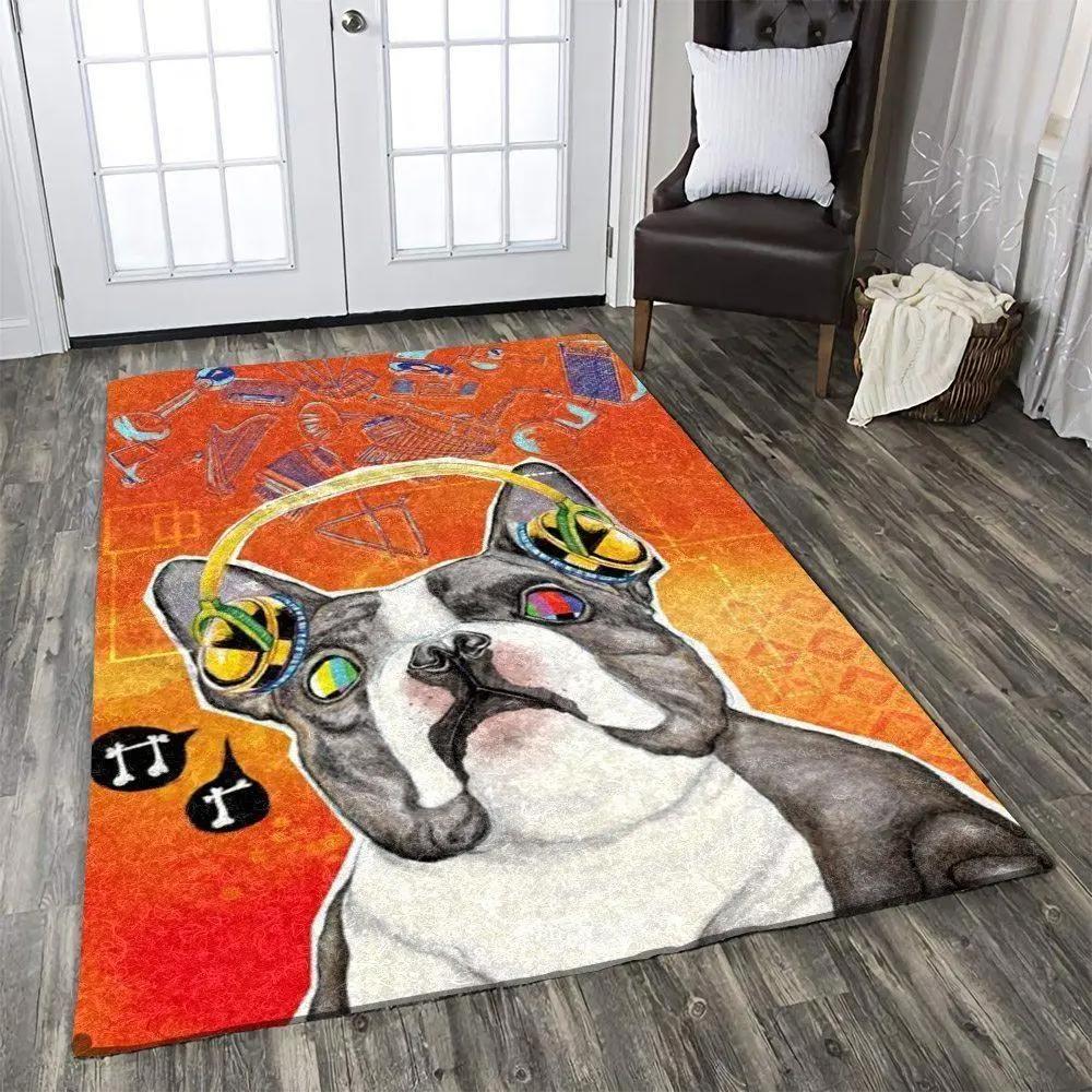 Pug is listening music rug rcdd81f29939 area rug living room carpet rug regtangle carpet floor decor home decor Rectangle Rug