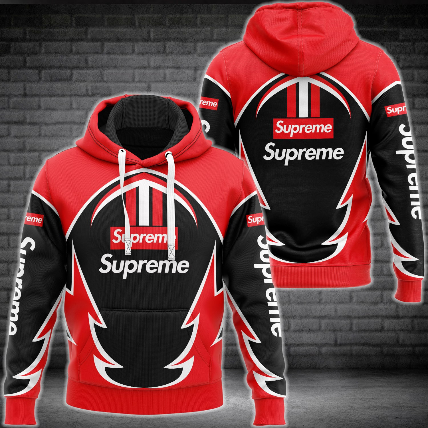 Supreme red black fashion luxury brand premium hoodie for men women Hoodie 3D