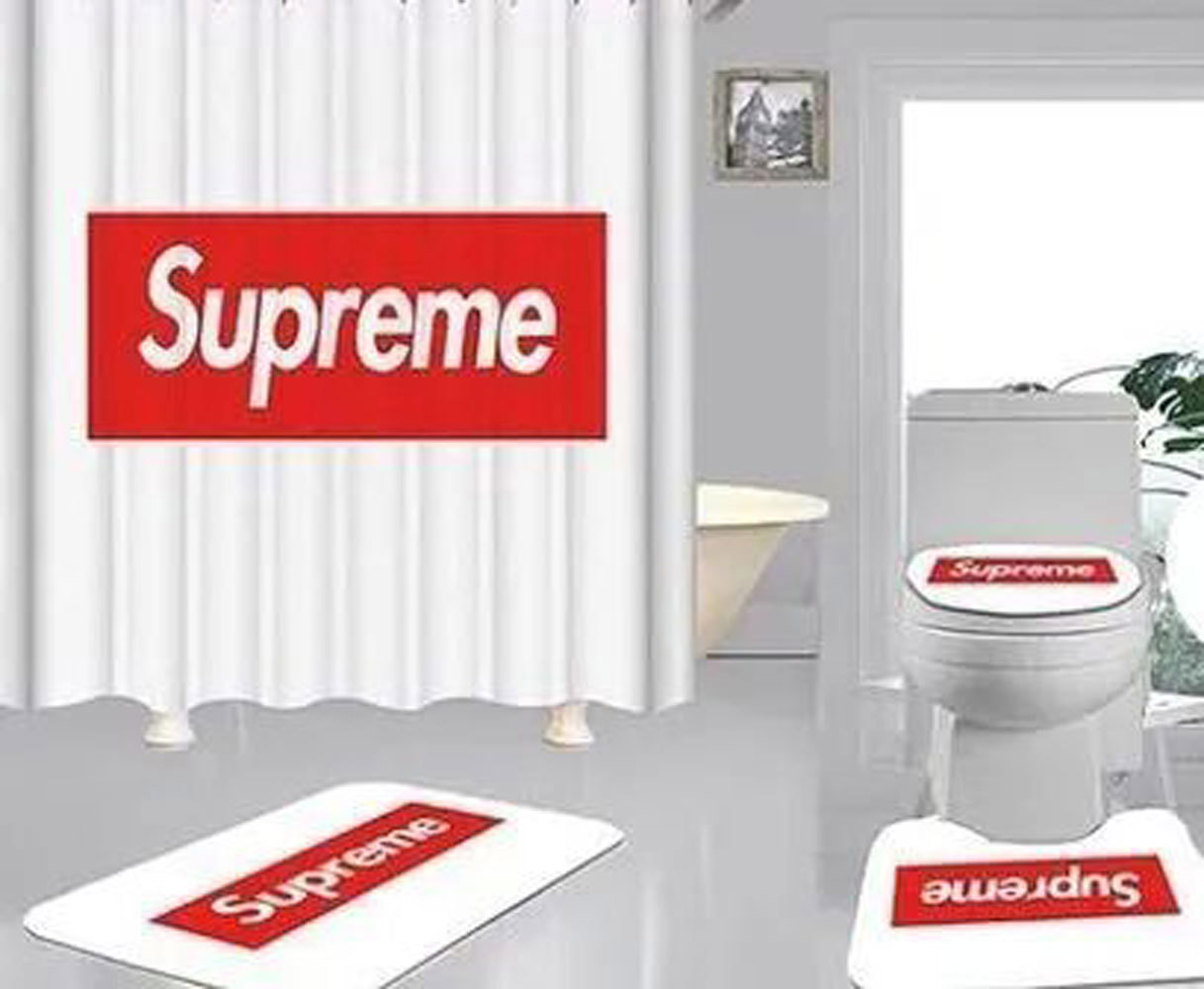 Supreme white bathroom sets home decor bath mat hypebeast luxury fashion brand Bathroom Set
