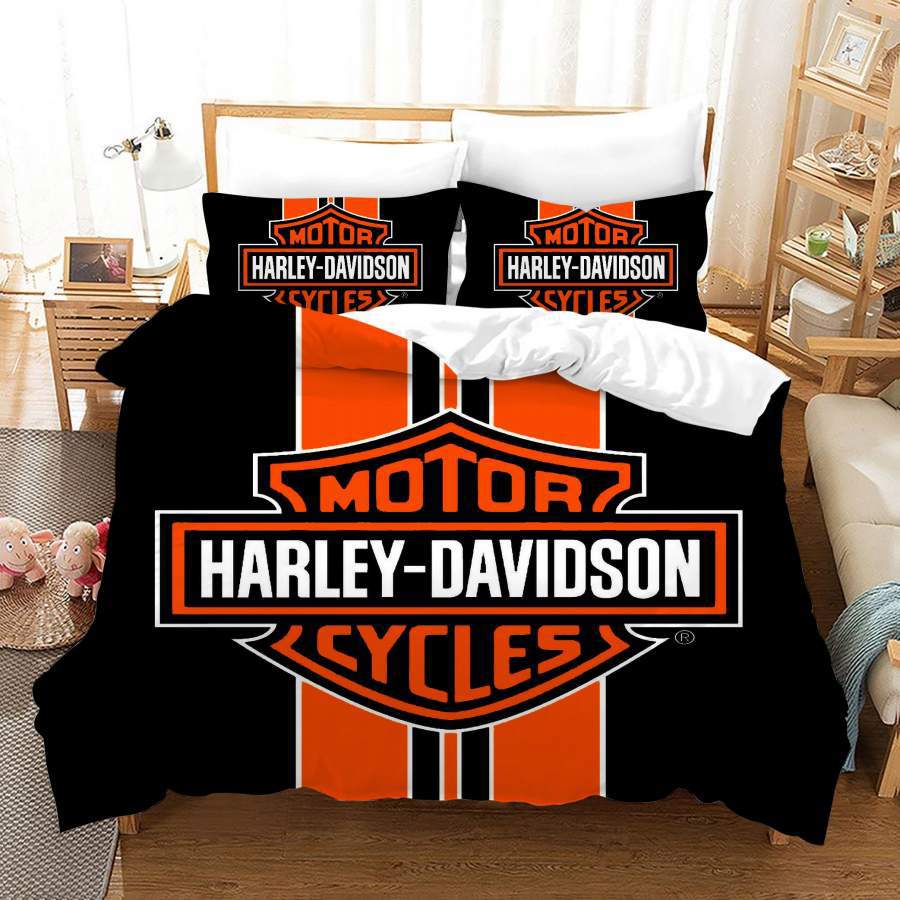 3d black red harley-davidson motorcycle cover set bedding set Bedding Sets