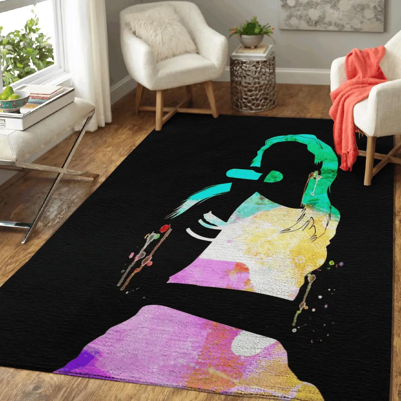 Aaliyah watercolor music legends on stage area rug living room carpet rug regtangle carpet floor decor home decor Rectangle Rug