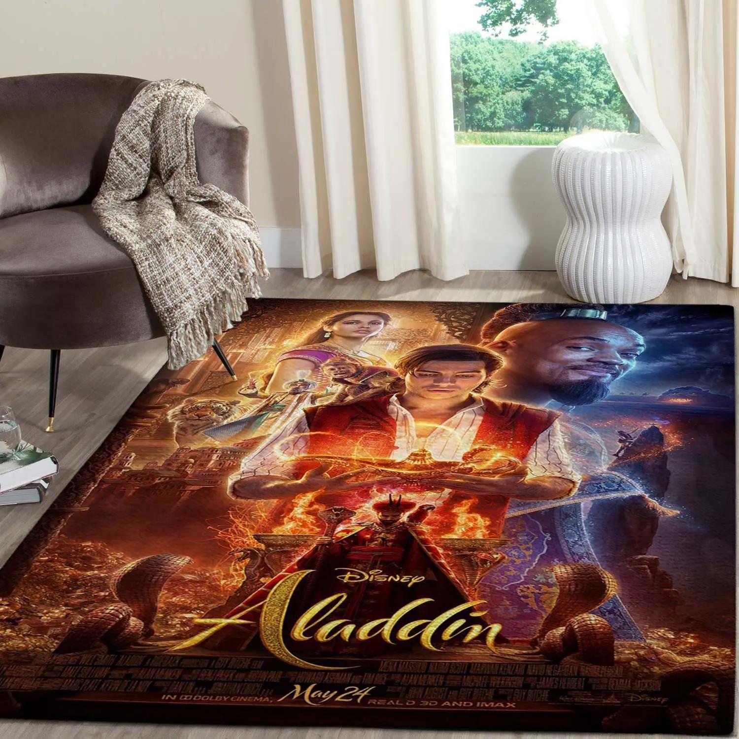 Aladdin & jasmine area rugs disney movies living room carpet fn091211 rug Rectangle Rug