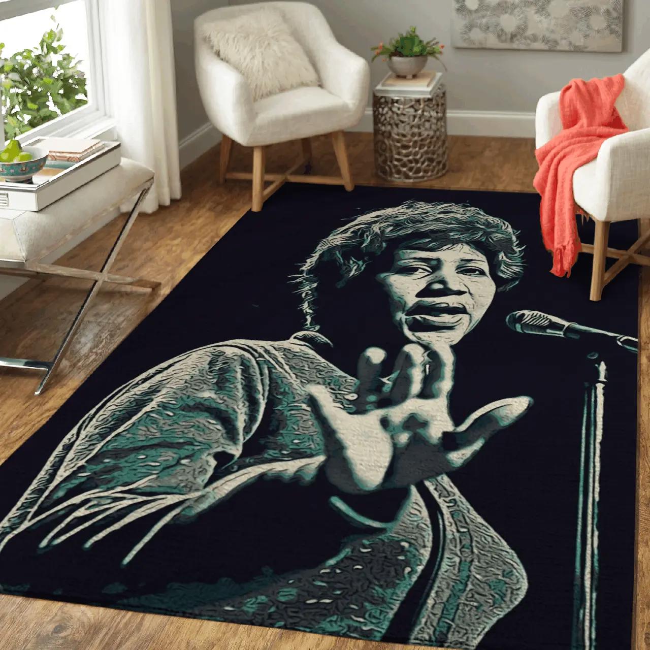 Aretha franklin art 5 music art for fans artist area rug living room carpet rug regtangle carpet floor decor home decor Rectangle Rug