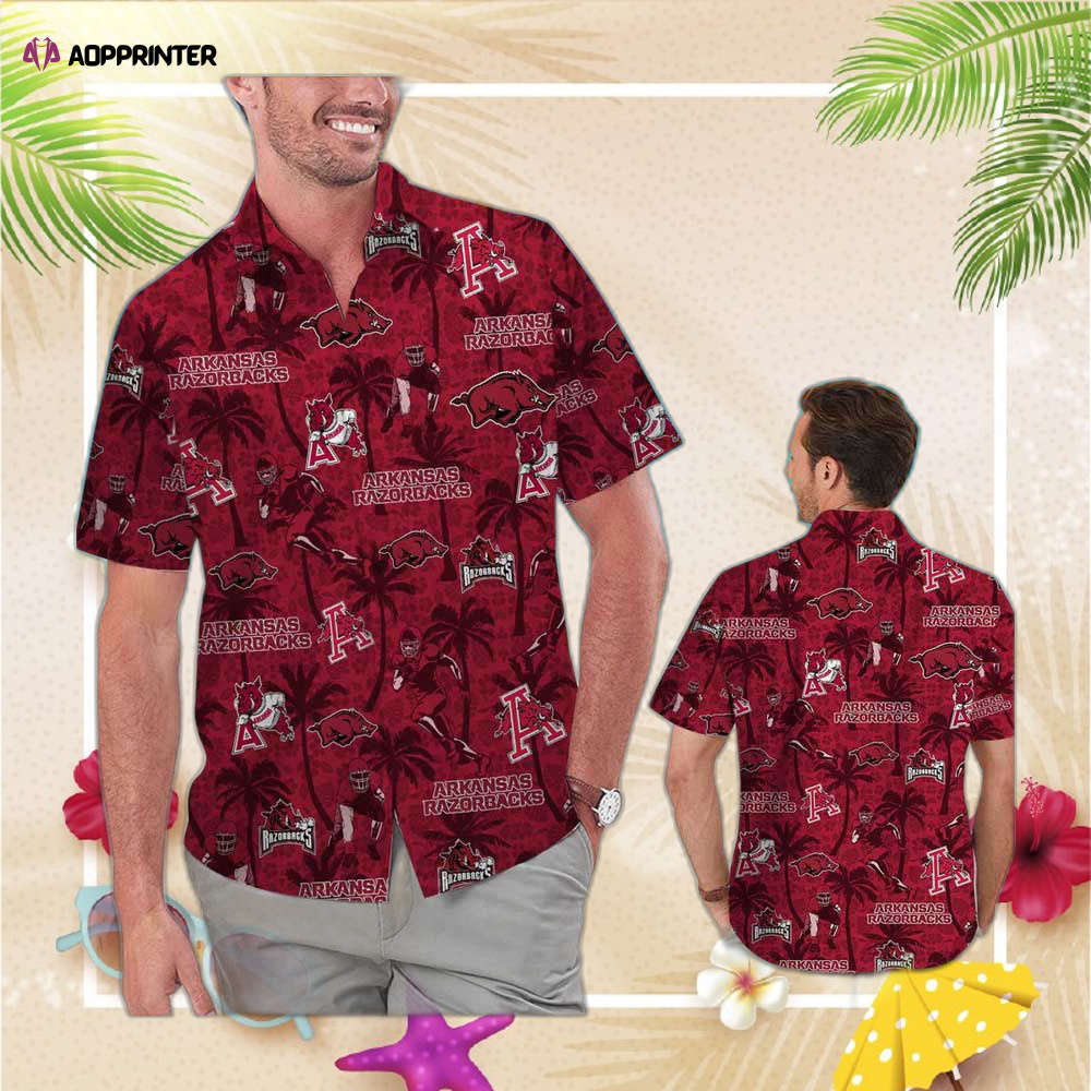 Arkansas razorbacks tropical beach coconut tree hawaii shirt summer button up shirt for men women Hawaii Shirt
