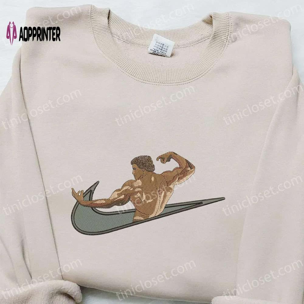 Arnold schwarzenegger x swoosh embroidered shirt: celebrity t-shirt perfect family gift! Embroidered Shirt