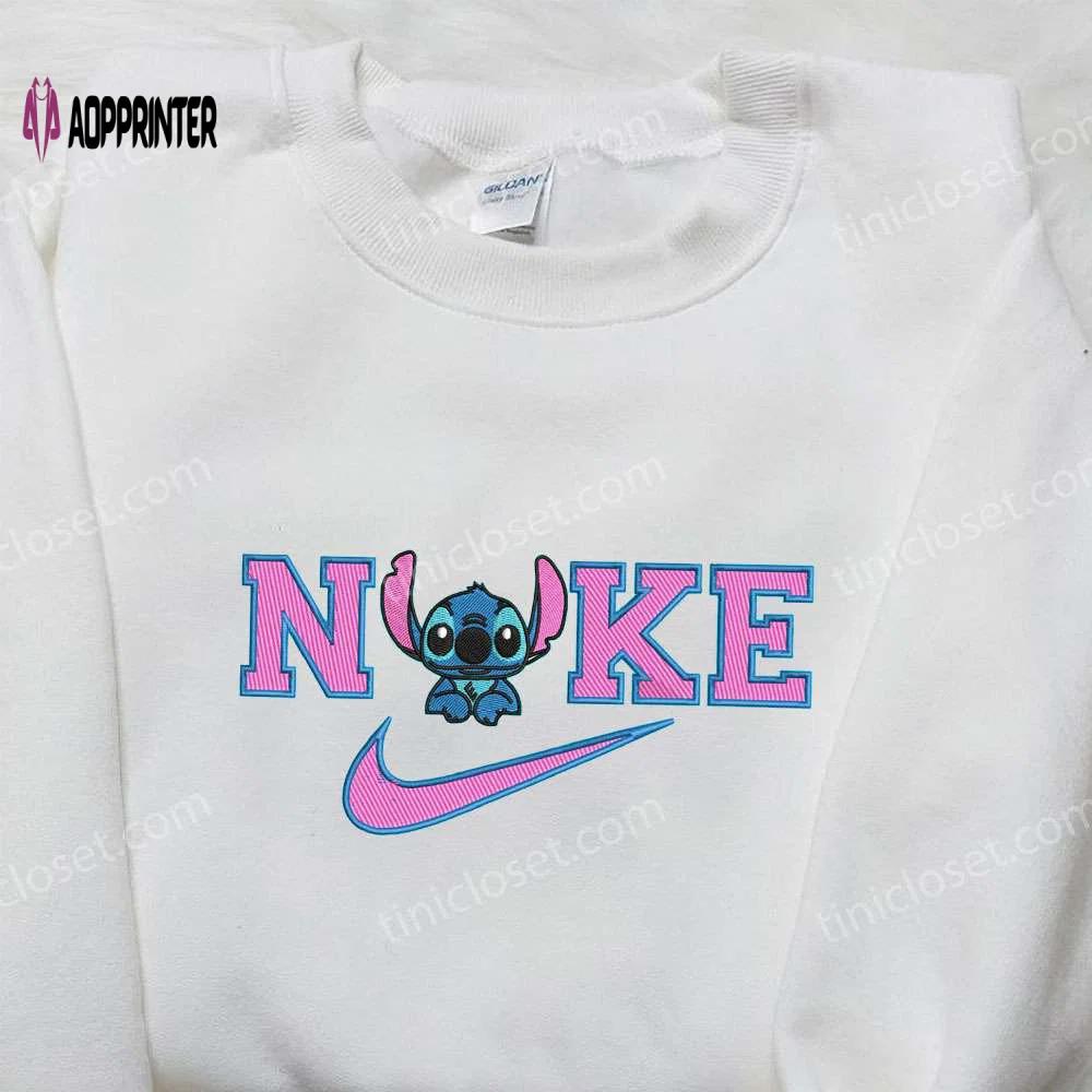 Baby stitch x nike embroidered sweatshirt lilo and stitch shirt nike inspired embroidery Embroidered Shirt