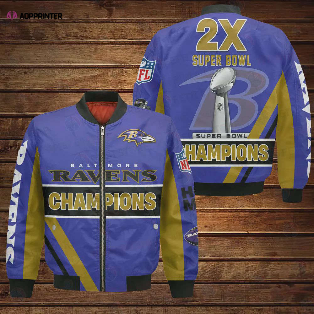 Baltimore ravens 2x super bowl champions design bomber jacket Bomber Jacket
