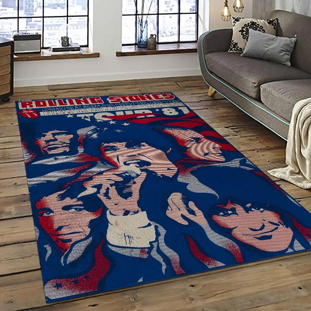 Band the rolling stones music carpet rectangle area rug for living room bedroom decor trs02 Rectangle Rug