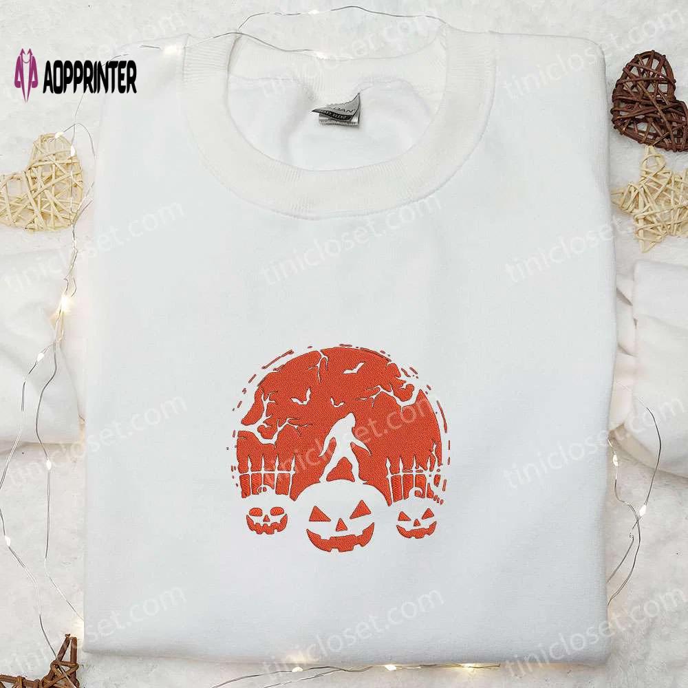 Bigfoot halloween embroidered shirt: best family gifts Embroidered Shirt
