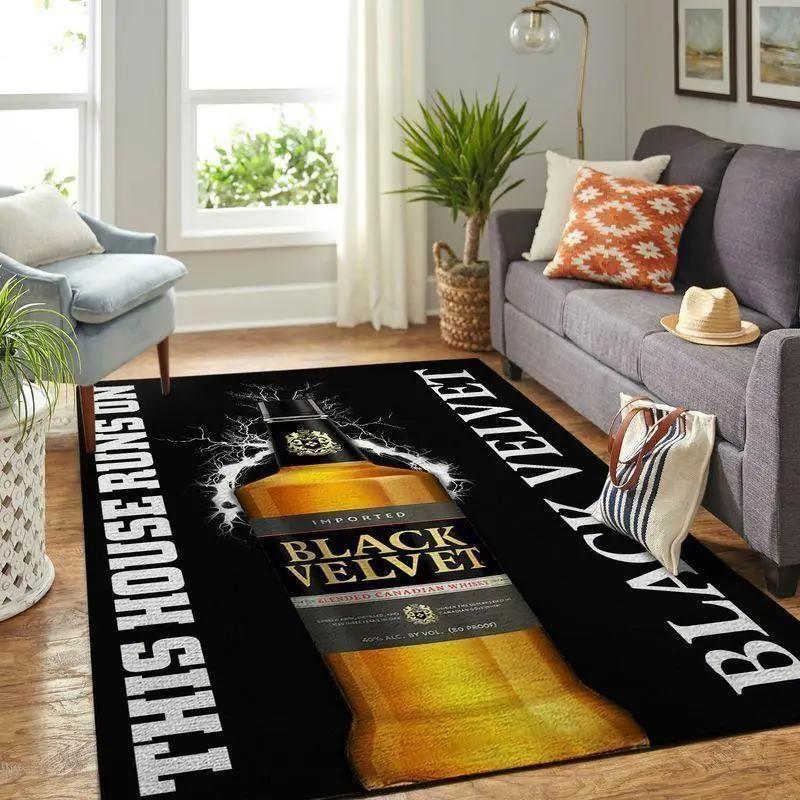 Black velvet area rug this house runs on ofd 2003098 area rug living room carpet rug regtangle carpet floor decor home decor Rectangle Rug