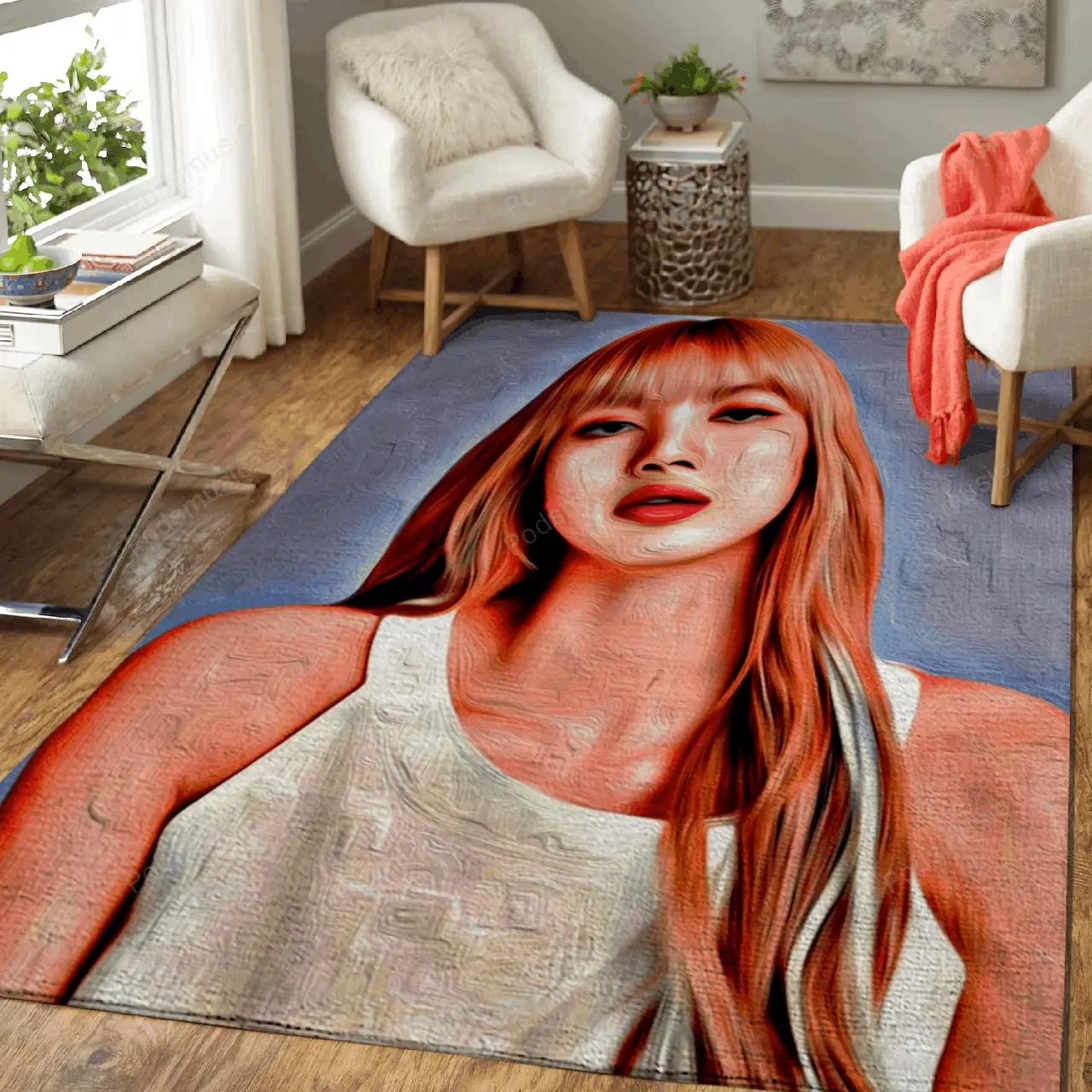 Blackpink lisa music artist art for fans area rug living room carpet rug regtangle carpet floor decor home decor Rectangle Rug