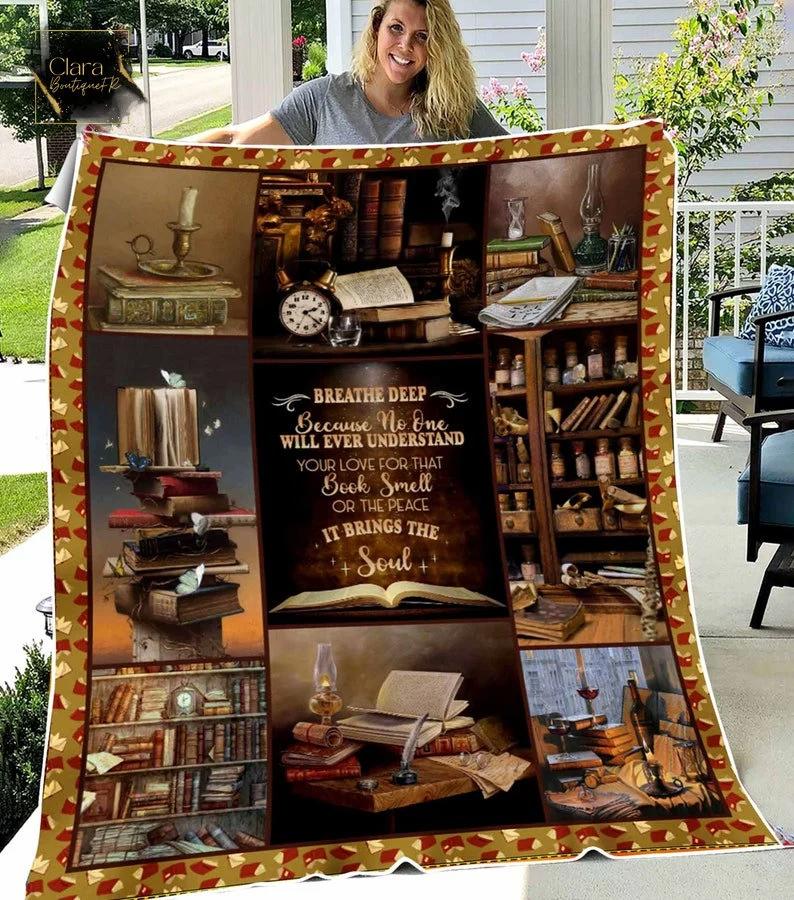 Book blanket book smell fleece blanket, mink sherpa blanket, reading lover gift, bookworm blanket, book quilt, librarian blanket Quilt Blanket