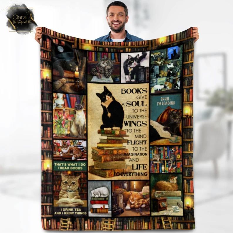Books give a soul to the universe wings, to the mind flight, to the imagination and life to everything fleece blanket, mink sherpa blanket Quilt Blanket