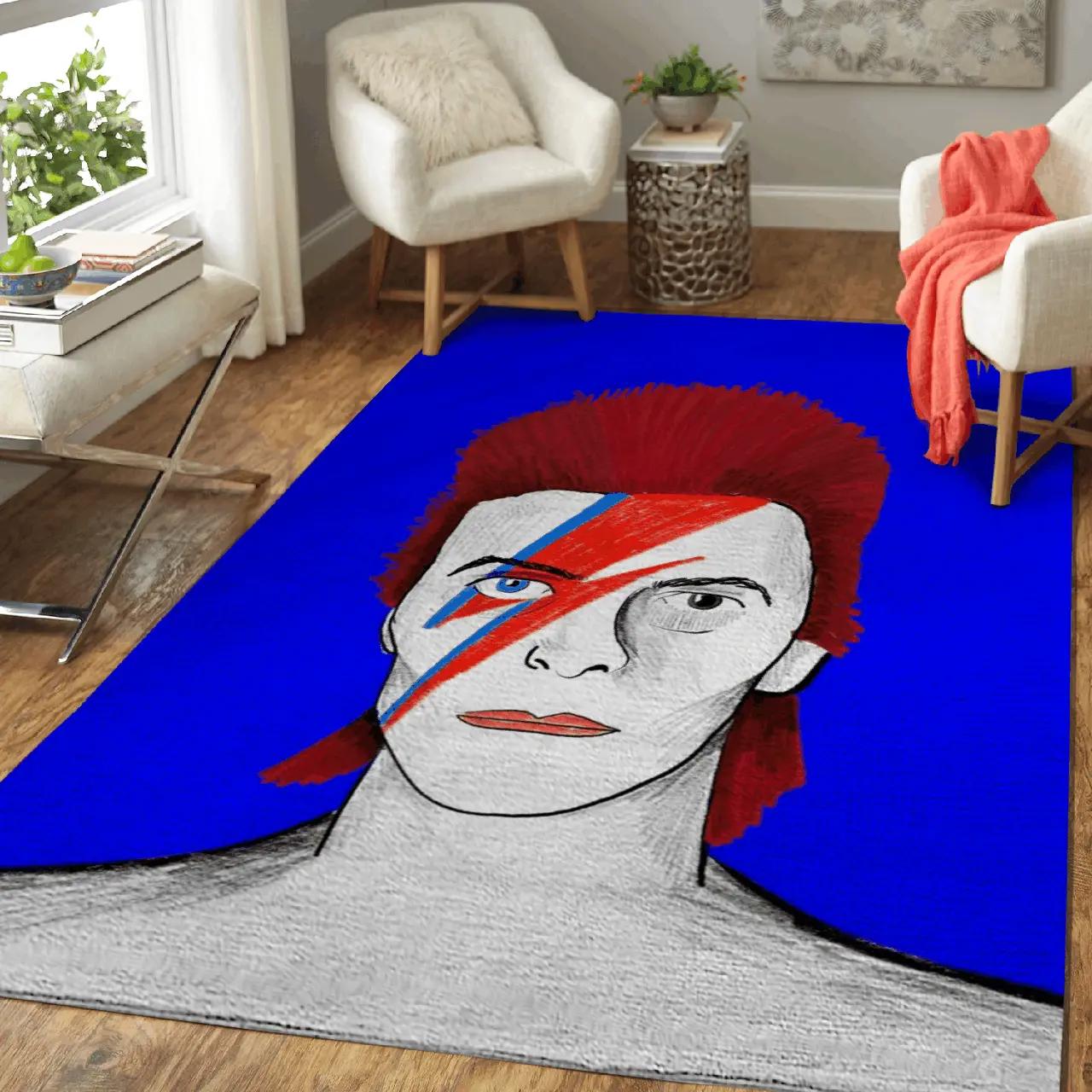Bowie music illustration art for fans area rug living room carpet rug regtangle carpet floor decor home decor Rectangle Rug