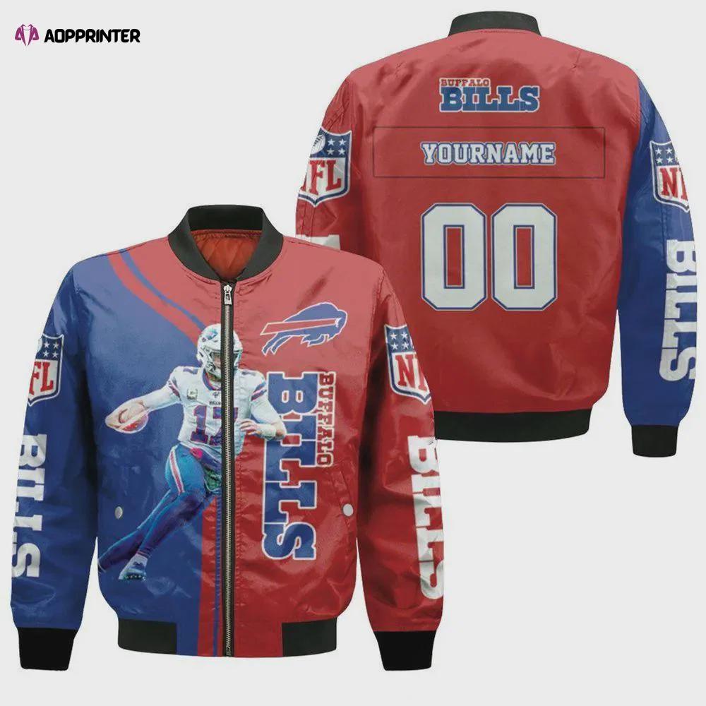 Buffalo bills josh allen pattern personalized bomber jacket – red and navy blue Bomber Jacket