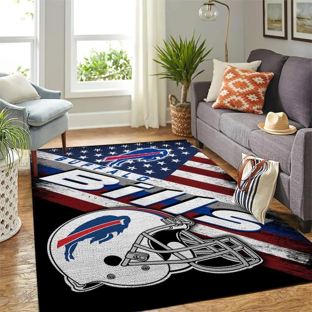 Buffalo bills nfl area rugs team logo american flag style living room carpet Rectangle Rug