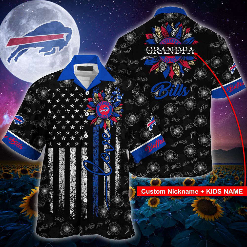 Buffalo bills nfl-hawaii shirt sunflower custom your nickname,kids name for men women Hawaii Shirt