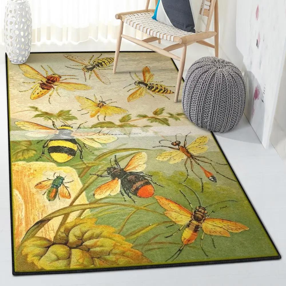 Bug indoor outdoor carpet, bees and insects rug Rectangle Rug