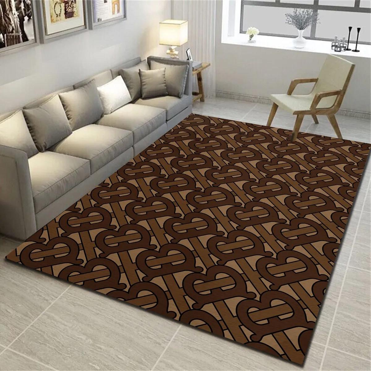 Burberry brown logo type 238. Upgrade Your Living Room with Luxury Home Decor: Area Carpets, Floor Decor, Door Mats, and Hot Gift Items with style a High-End Fashion Brand Rectangle Rug