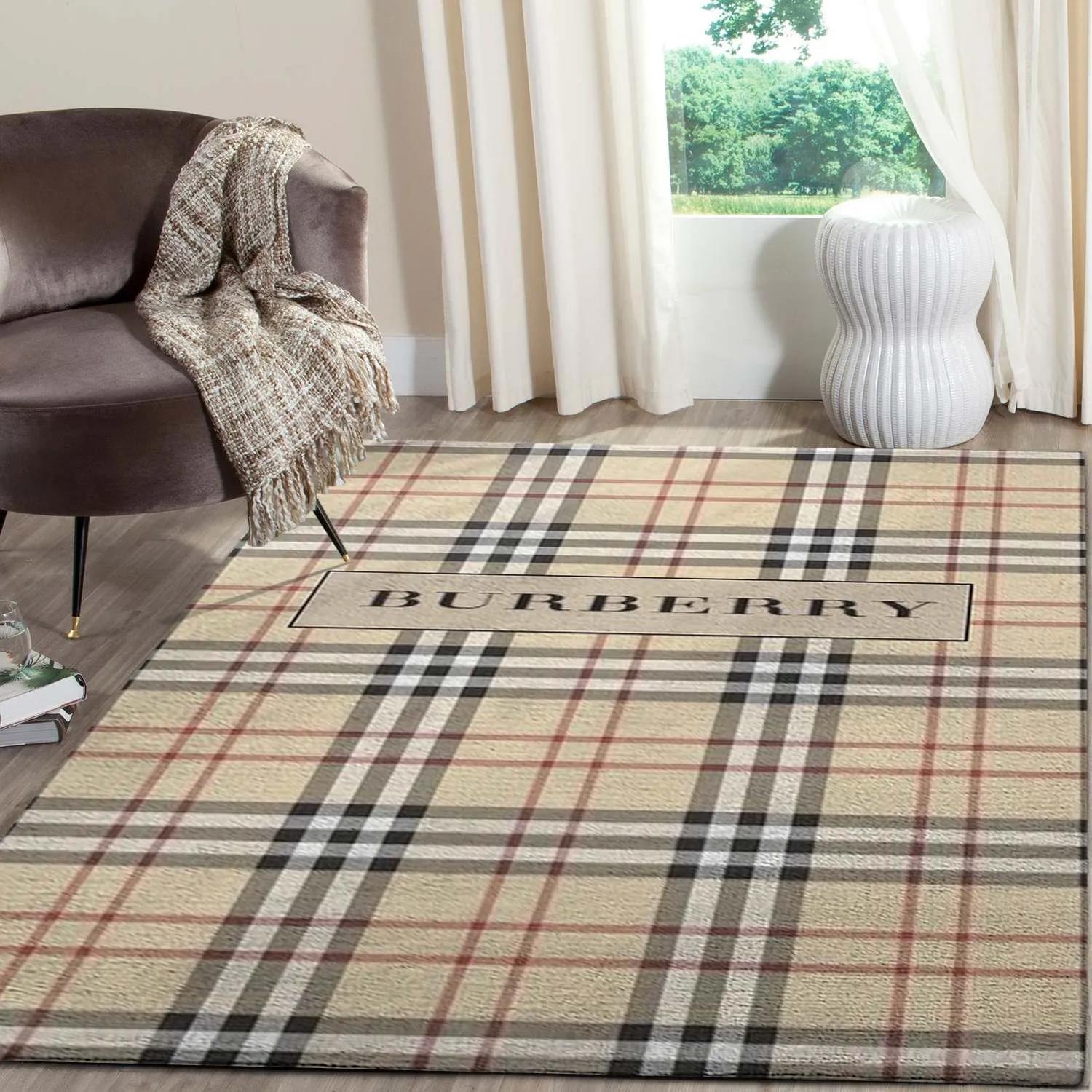 Burberry logo type 243. Upgrade Your Living Room with Luxury Home Decor: Area Carpets, Floor Decor, Door Mats, and Hot Gift Items with style a High-End Fashion Brand Rectangle Rug