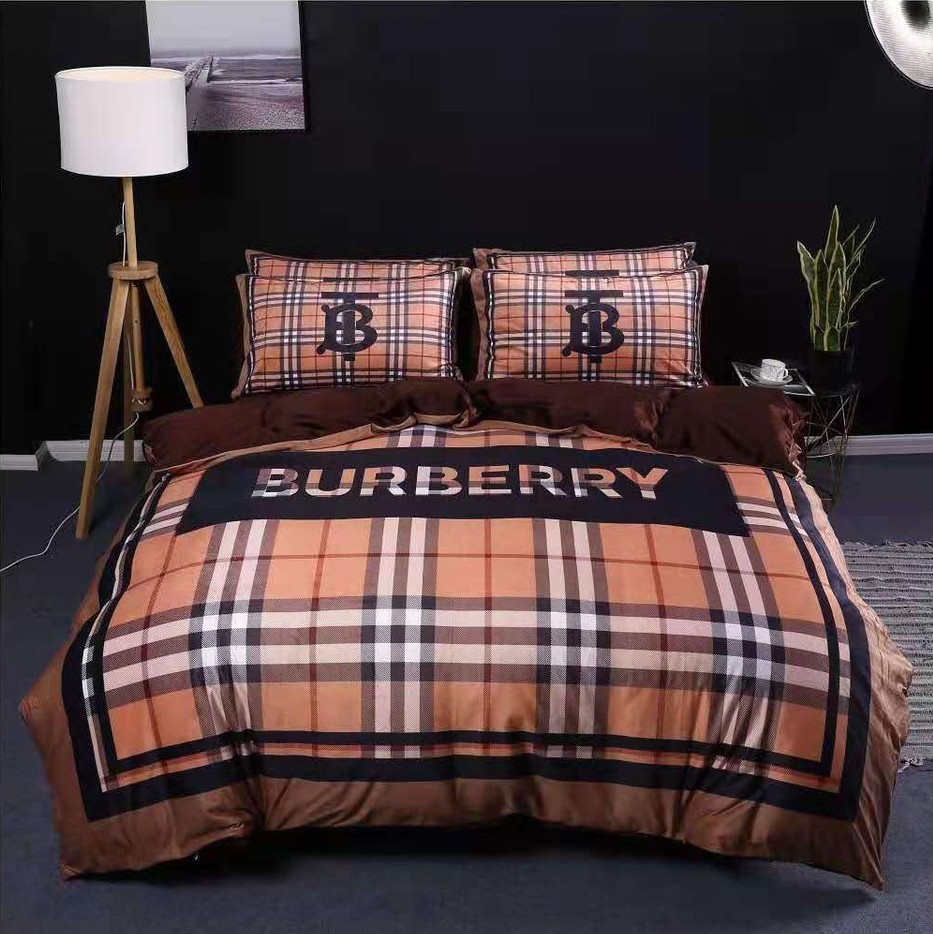 Burberry luxury logo fashion brand premium bedding sets, bedroom decor , thanksgiving decorations for home Bedding Sets