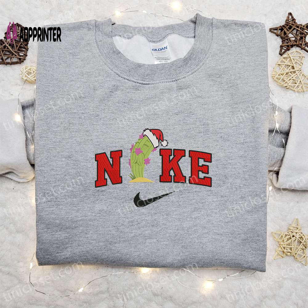Cactus xmas hat x nike christmas embroidered sweatshirt & shirt: best gift ideas Embroidered Shirt