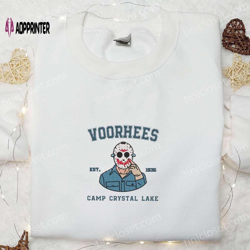 Camp crystal lake est 1935 embroidered sweatshirt: best halloween gifts friday the 13th horror movie hoodie Embroidered Shirt
