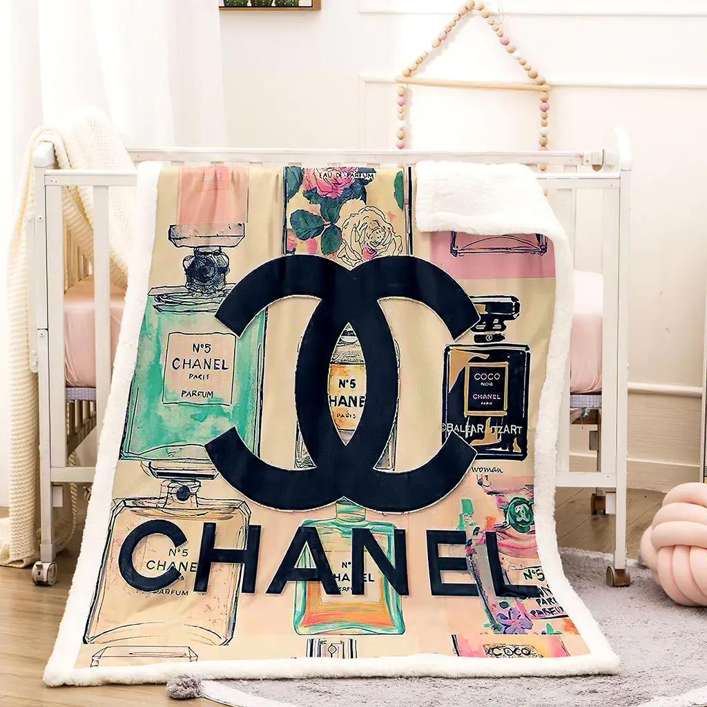 Chanel coco perfum luxury brand premium blanket fleece home decor 25 Blanket Fleece