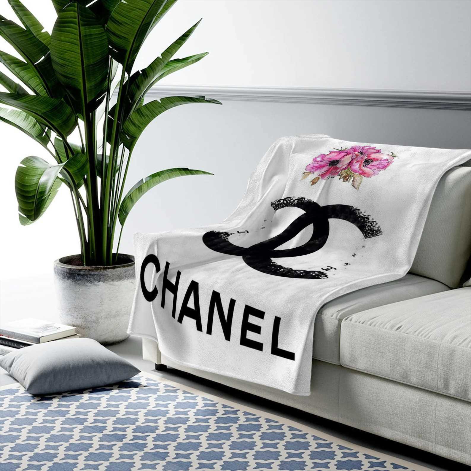 Chanel flower fashion luxury brand premium blanket fleece home decor 141 Blanket Fleece