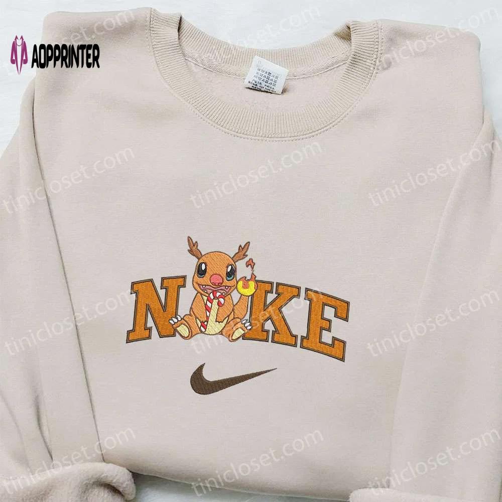 Charmander xmas x nike embroidered sweatshirt: cartoon shirt best christmas gift ideas Embroidered Shirt