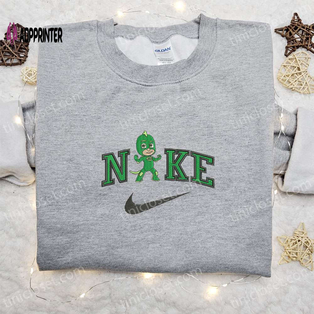 Chibi gekko x nike cartoon embroidered shirt pj masks & nike inspired apparel Embroidered Shirt
