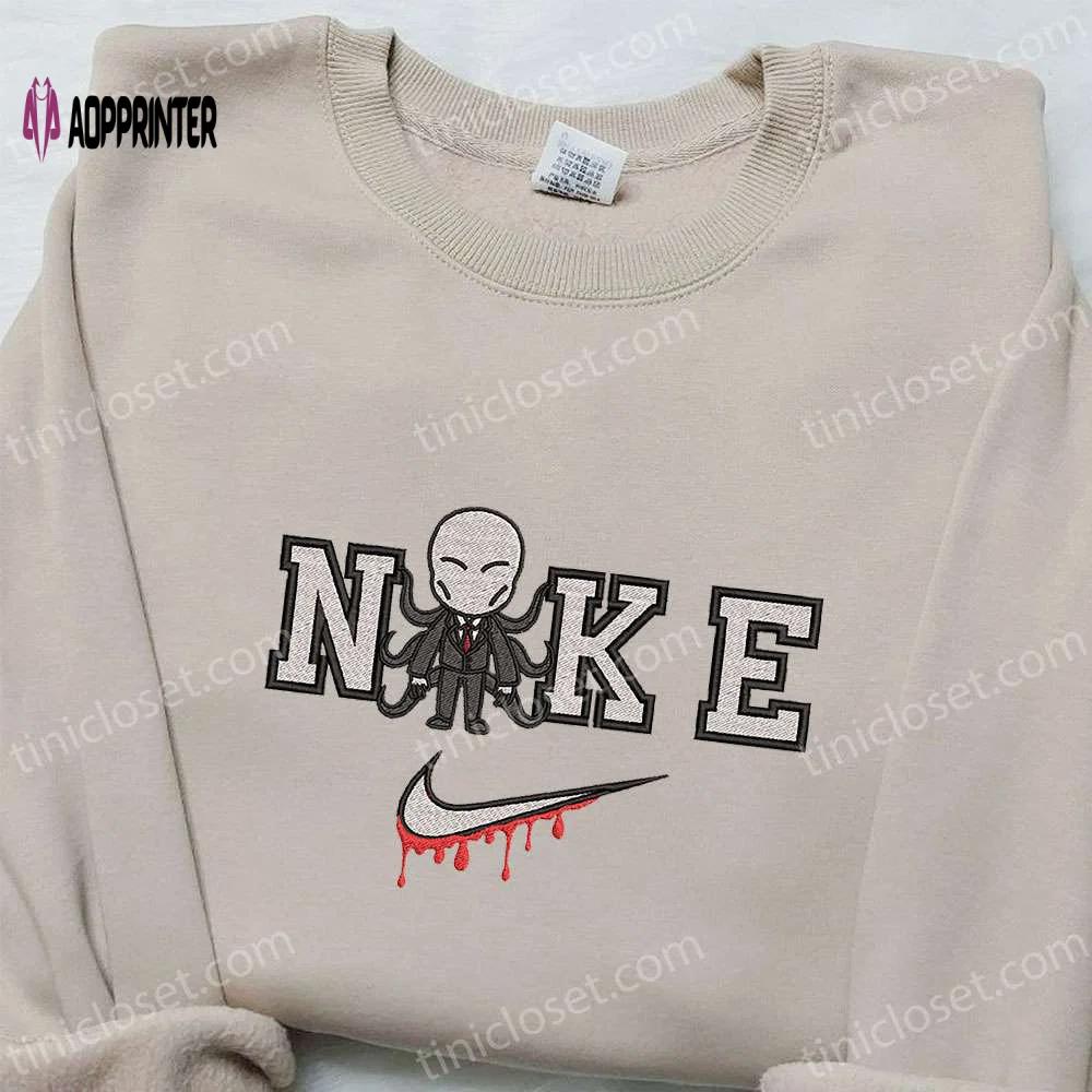 Chibi slenderman x nike embroidered hoodie & shirt: best halloween gift ideas Embroidered Shirt