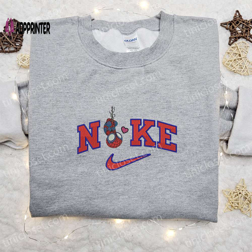 Chibi spider man love x nike movie sweatshirt marvel cosmic & nike inspired embroidered shirts Embroidered Shirt