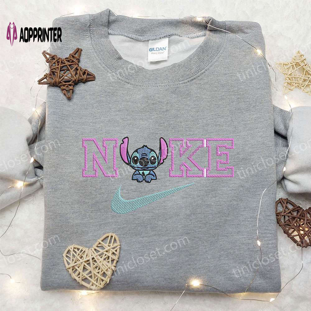 Chibi stitch x nike embroidered hoodie lilo and stitch disney shirt nike inspired embroidered shirt Embroidered Shirt