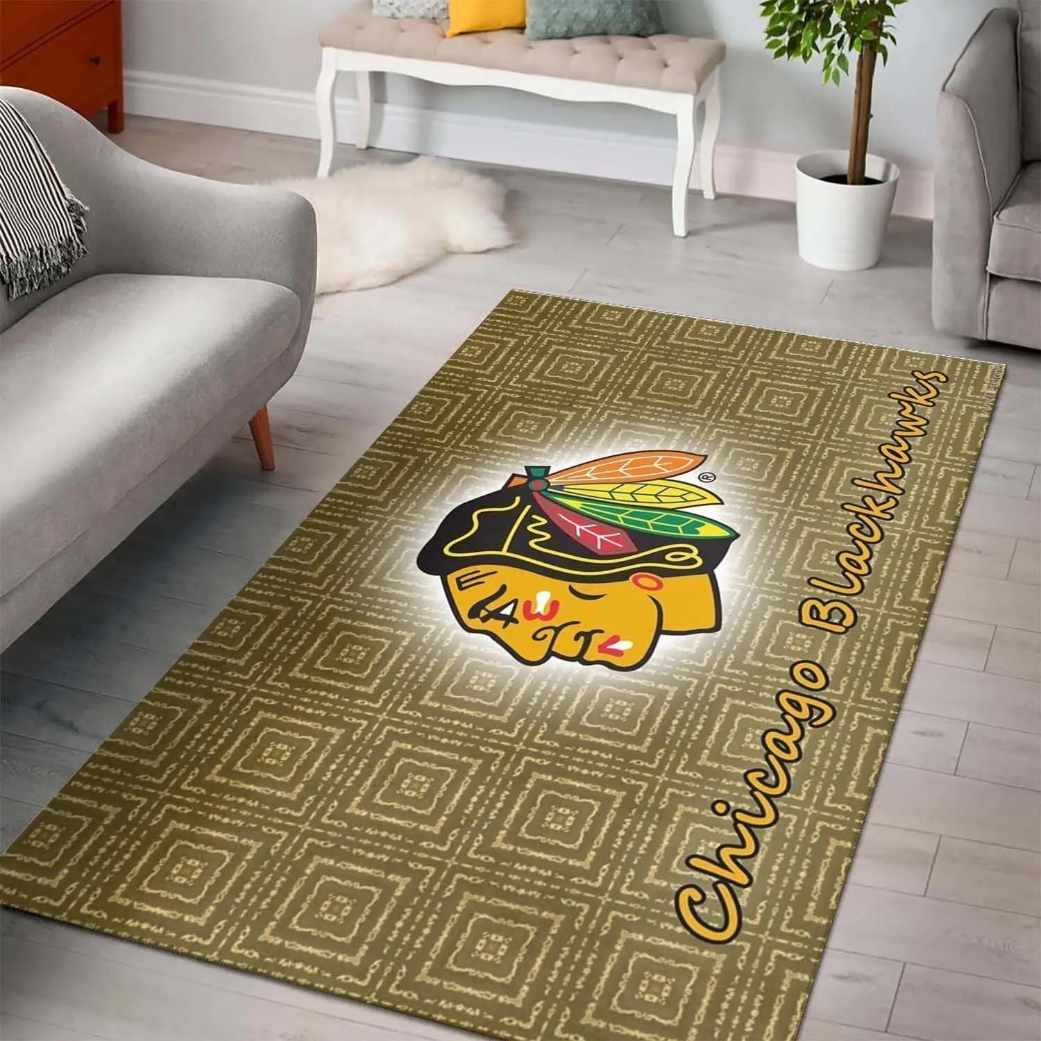 Chicago blackhawks area rug nhl carpet living room regtangle carpet 04 Rectangle Rug