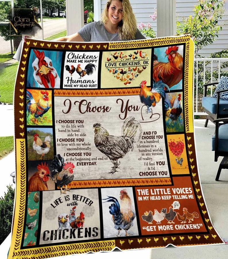 Chicken i choose you fleece blanket, mink sherpa blanket, chicken blanket, chicken lover gift, funny chicken blanket Quilt Blanket