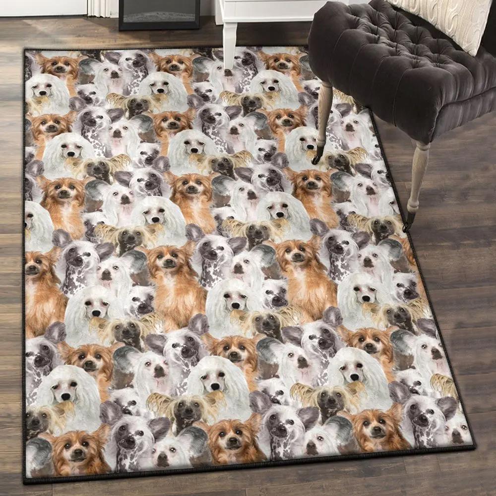 Chinese crested dog breed modern rugs, chinese crested rug Rectangle Rug