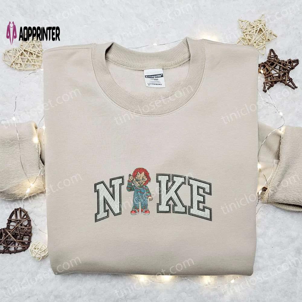 Chucky x nike embroidered hoodie & shirt: best halloween gift ideas Embroidered Shirt