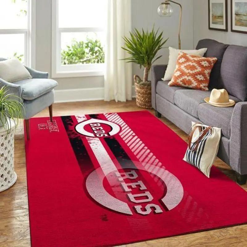 Cincinnati reds mlb baseball team logo carpet living room rugs v594 Rectangle Rug