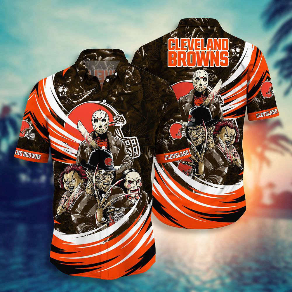 Cleveland browns nfl halloween horror movies hawaiian shirts  for men and women Hawaii Shirt