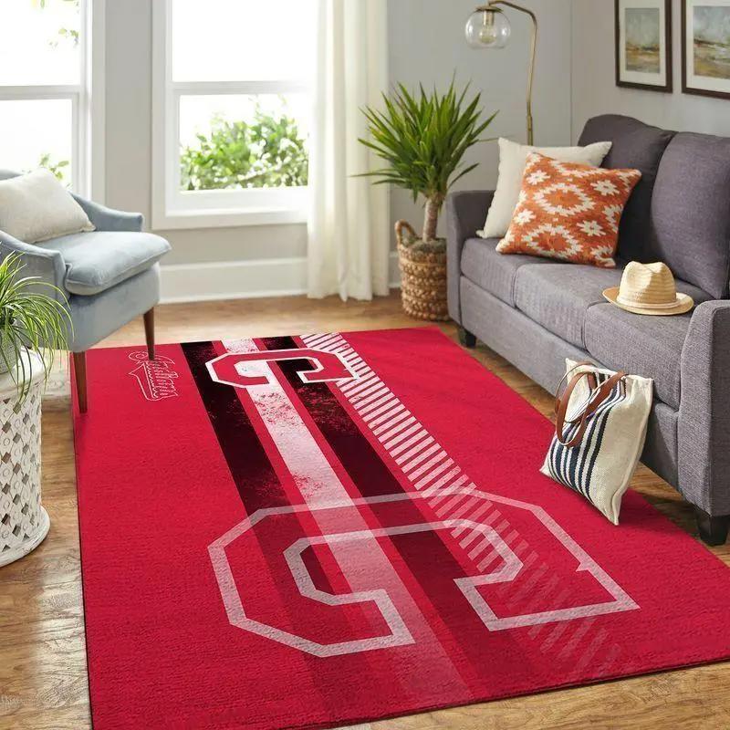 Cleveland indians area rug mlb baseball team logo rug regtangle floor decor v5567 Rectangle Rug