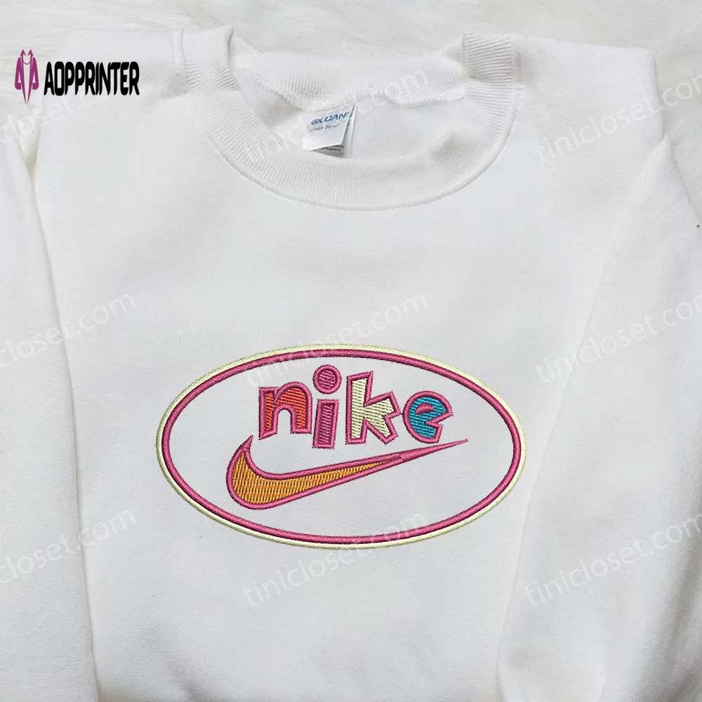 Colorful nike embroidered sweatshirt: best birthday gift idea with nike inspired embroidered shirt Embroidered Shirt