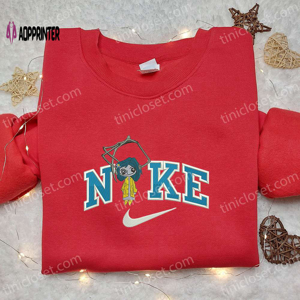 Coraline jones x nike embroidered hoodie & shirt: best halloween gift ideas Embroidered Shirt