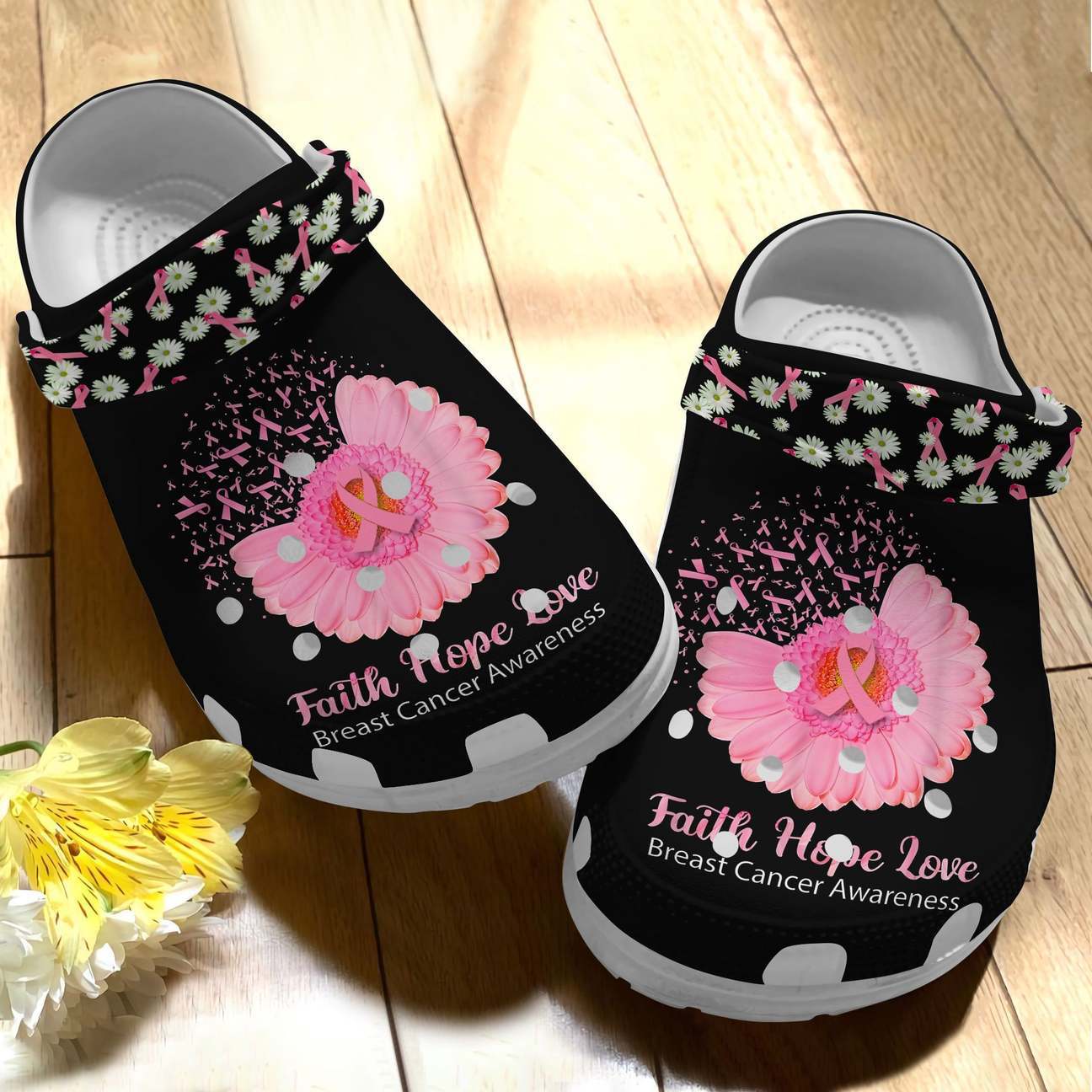 Crocs outfit - breast cancer awareness christian faith hope love daisy flower crocs crocband clog shoes - 273 Crocs Outfit