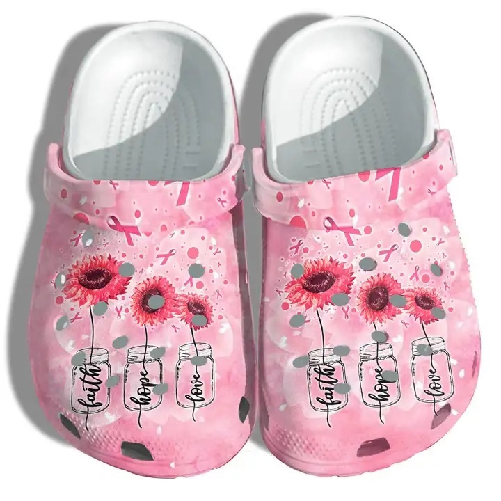 Crocs outfit - breast cancer awareness crocs pink ribbon faith hope love sunflower crocs clogs crocband shoes - 279 Crocs Outfit
