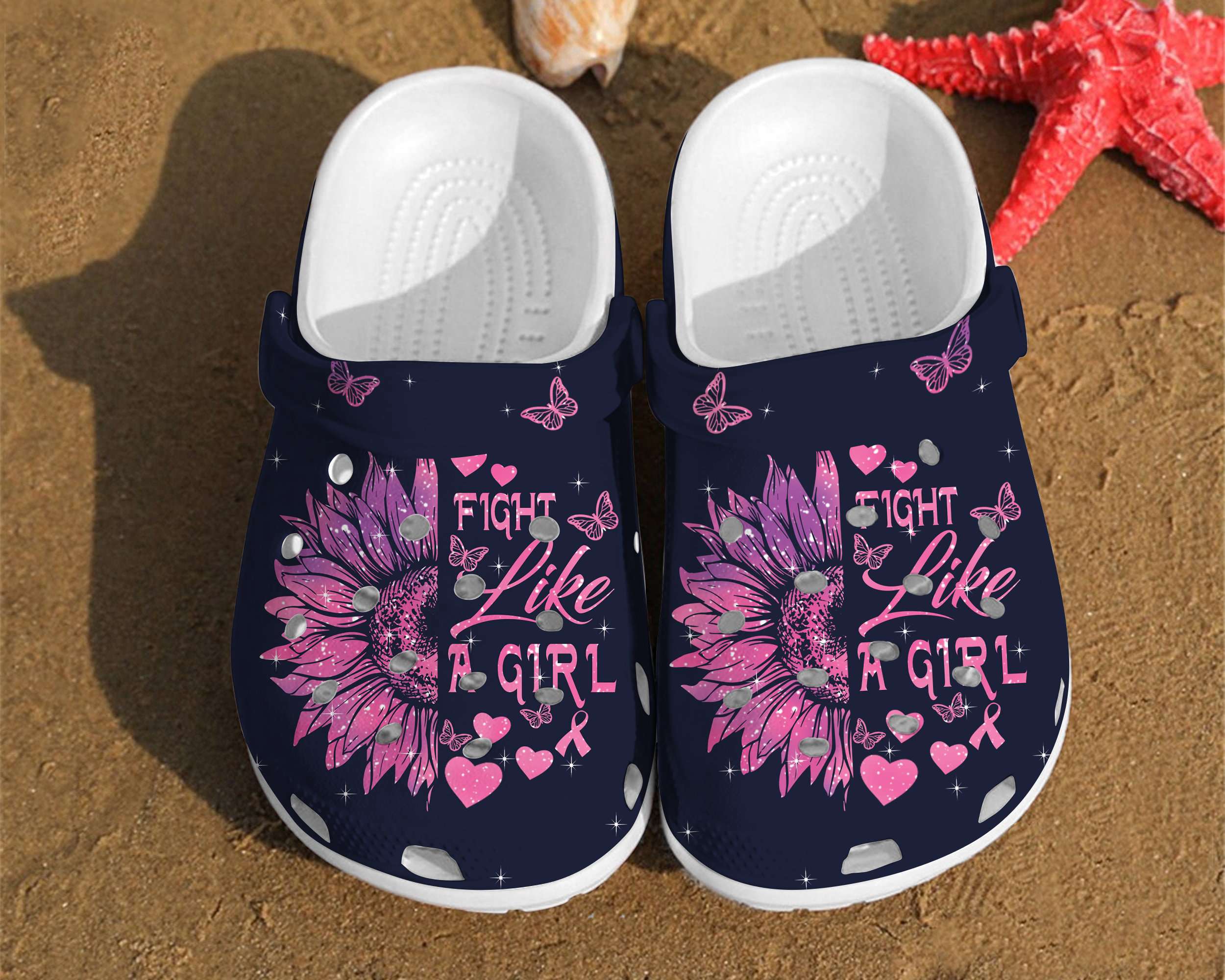 Crocs outfit - breast cancer awareness fight like a girl sunflower crocs crocband clog shoes - 292 Crocs Outfit