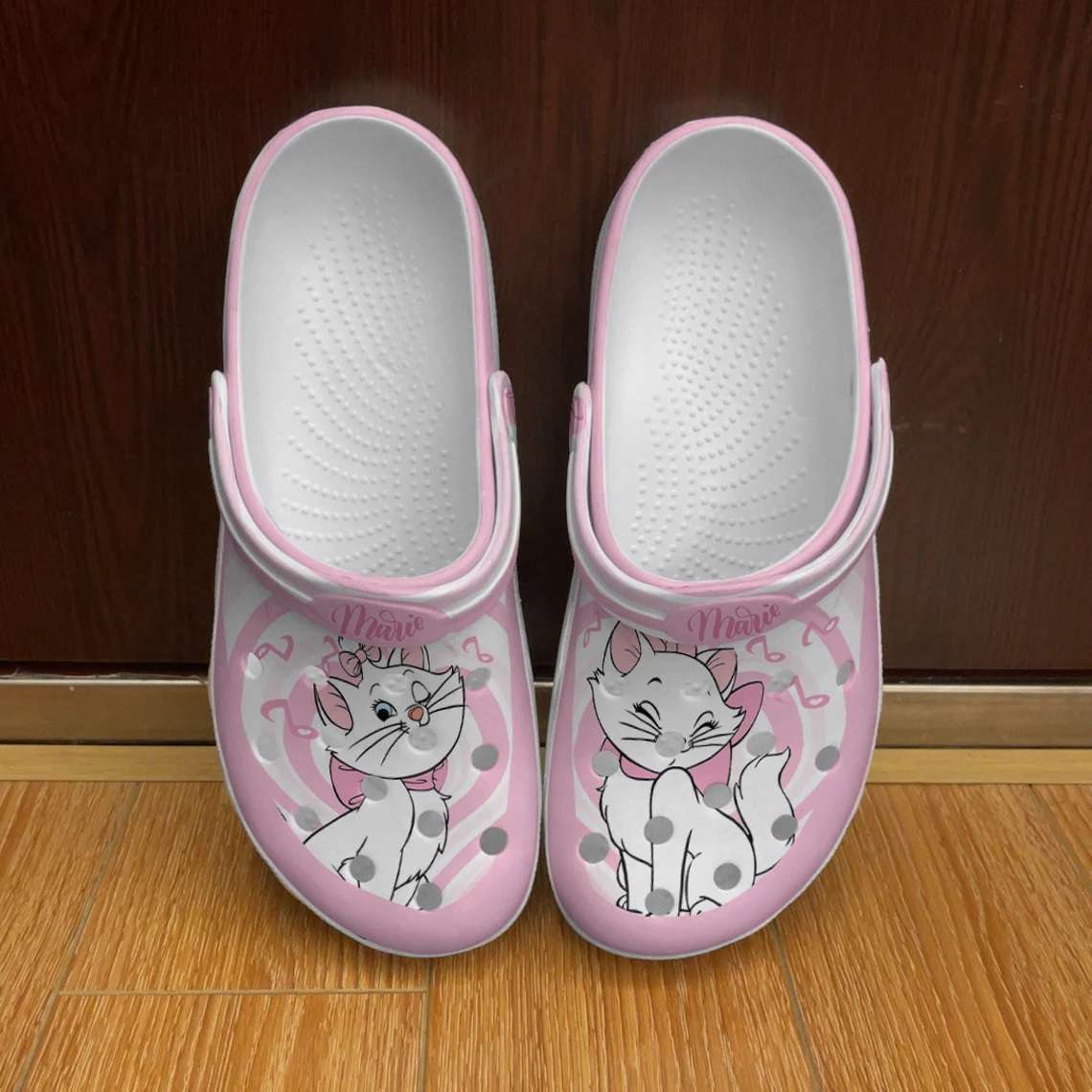 Crocs outfit - marie cat round pink white disney graphic cartoon unisex crocs clogs crocband shoes - 1393 Crocs Outfit