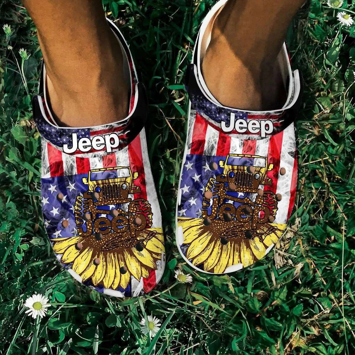 Crocs outfit - sunflower us flag jeep girl crocs crocband clog shoes for jeep lover - 2135 Crocs Outfit