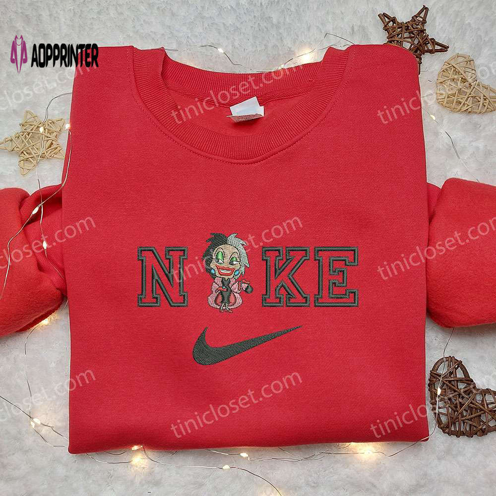 Cruella de vil x nike embroidered shirt: 101 dalmatians & custom design Embroidered Shirt