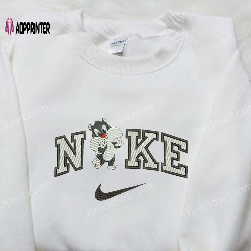 Custom baby sylvester x nike embroidered shirt – cartoon disney looney tunes & merrie melodies Embroidered Shirt